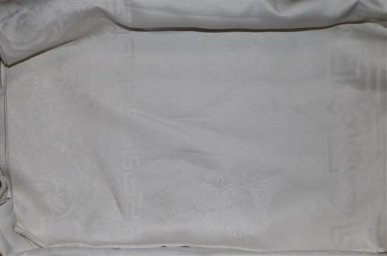 A very large damask banqueting cloth, approx 8.5 metres